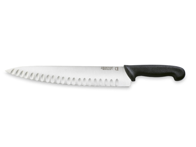 Cuchillo de trinchar, 31 cm, Granton, Negro, con corte de aire