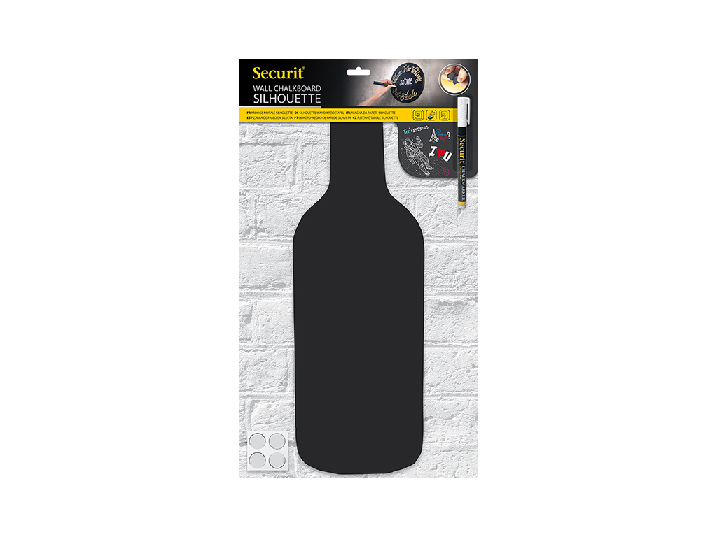Pizarra de pared, botella 50x19 cm + 1 marcador