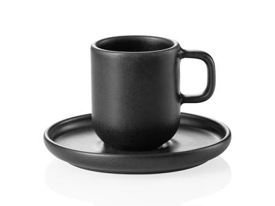 Taza de espresso de cerámica negra 90ml - 5.5cm - plato 11.5cm