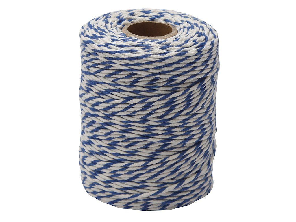 Rullepølsegarn Blå/hvid 250g