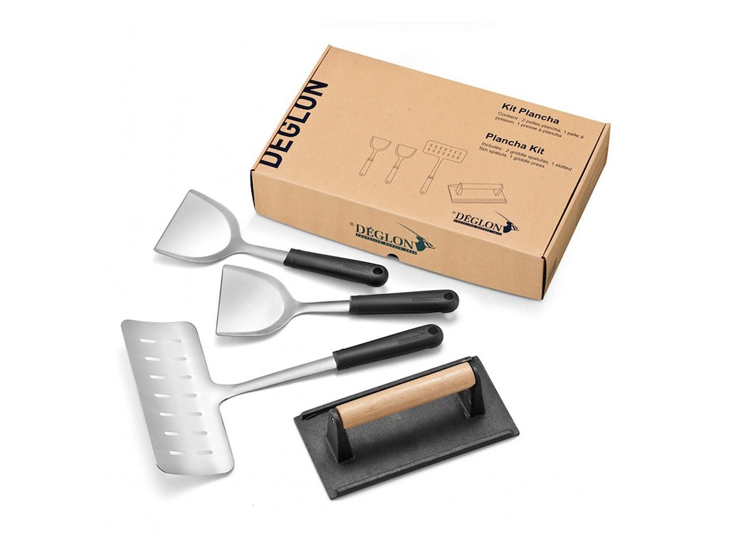 Paquete de parrilla 4 uds. Espátulas y prensa para parrilla