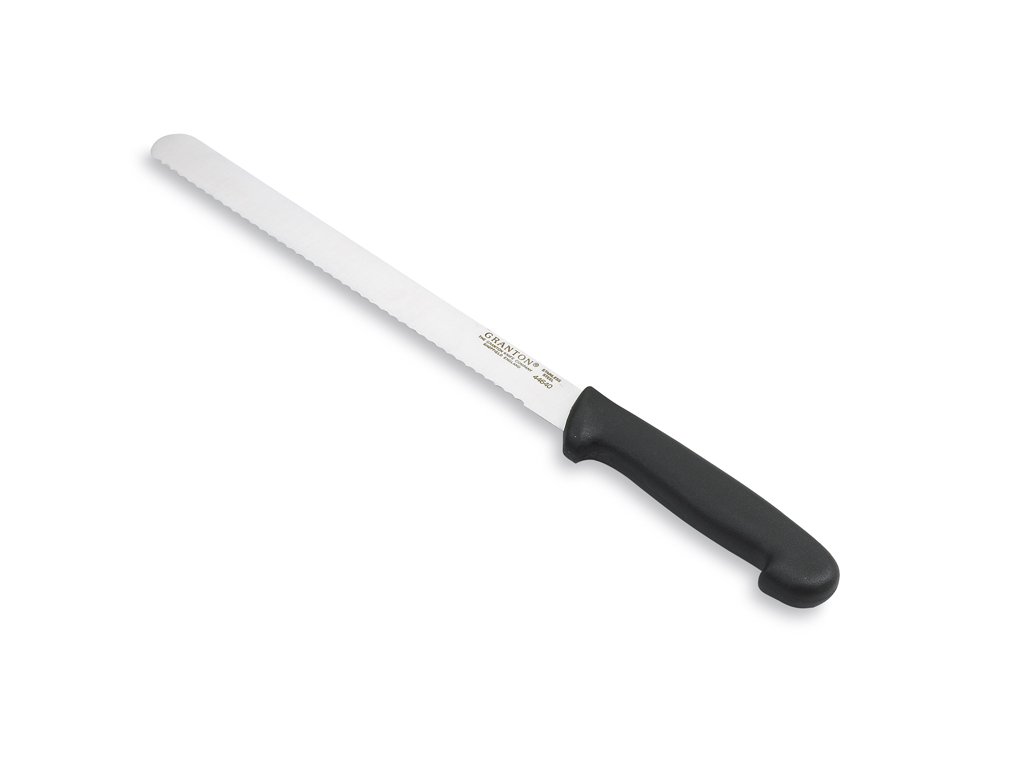 Cuchillo de pan, 25 cm, Granton, Negro