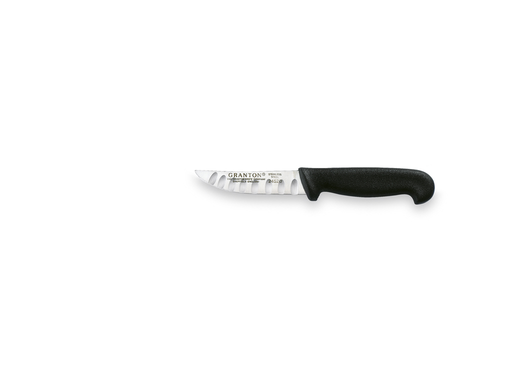 Cuchillo de hierbas, 10 cm, Granton, Negro, con corte de aire