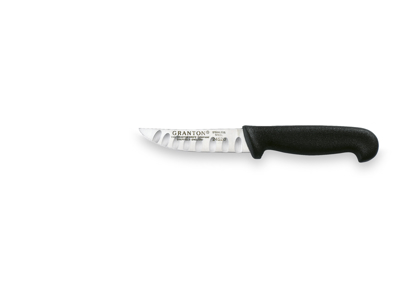 Cuchillo de hierbas, 10 cm, Granton, Negro, con corte de aire