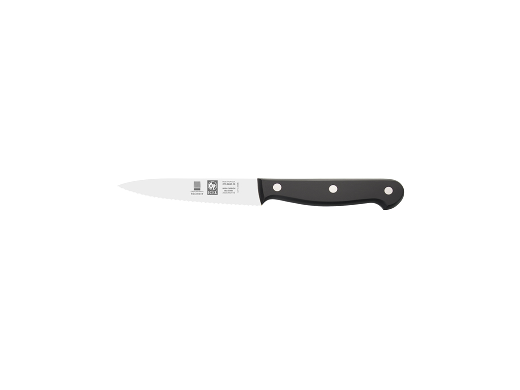 Cuchillo decorativo de acero inoxidable negro tamaño 10cm con corte ondulado
