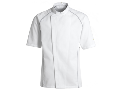 Chaqueta de cocinero blanca con costura plana gris L