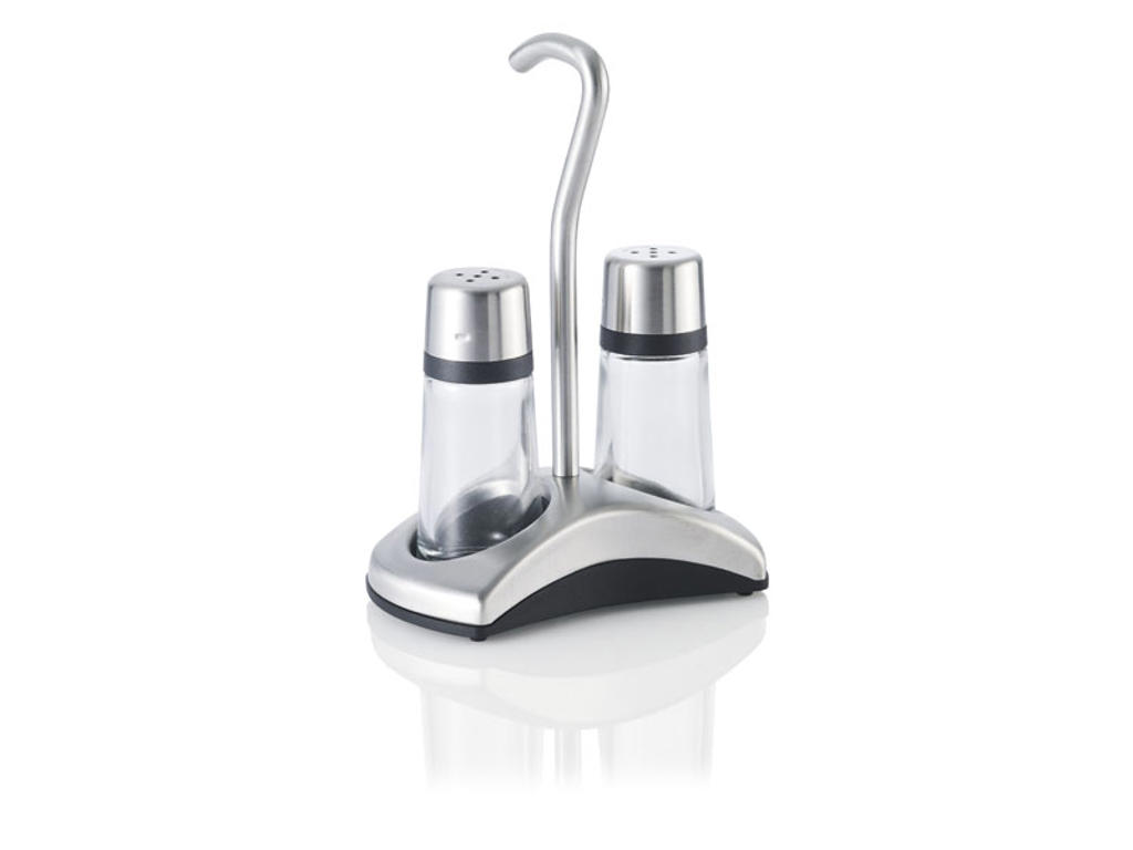 Juego de sal y pimienta en soporte