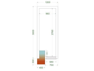 Fryserum 1200x3000x2200 mm