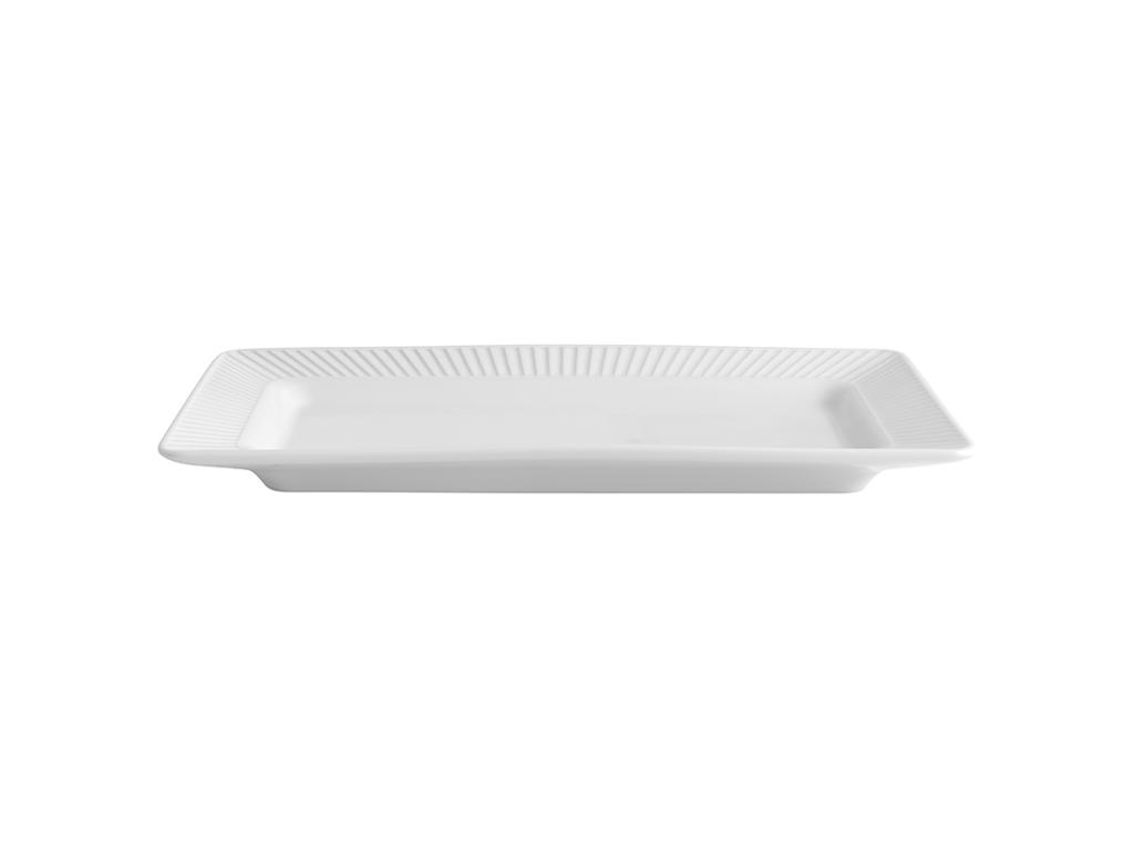 Plato Rectangular Plisado 26x14 cm Blanco