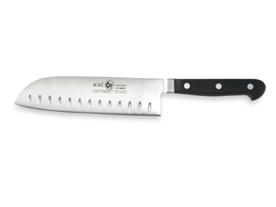 Cuchillo Santoku - Acero inoxidable - Negro - 180mm - Corte de aire