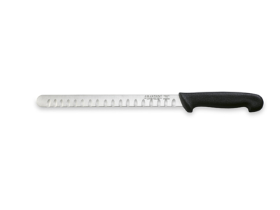 Cuchillo de salmón, 26 cm, Granton, Negro, con corte de aire