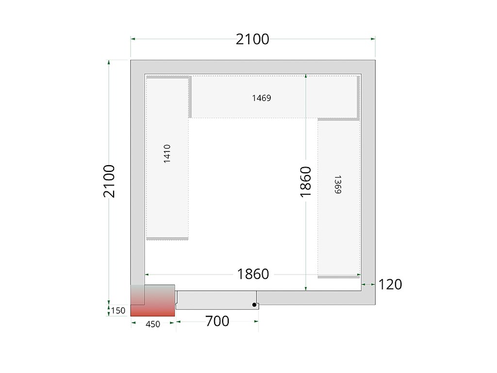 Panel de cámara frigorífica 2100x2100x2200 120mm