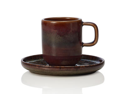 Taza de espresso de cerámica marrón 90ml - 65x55x55mm