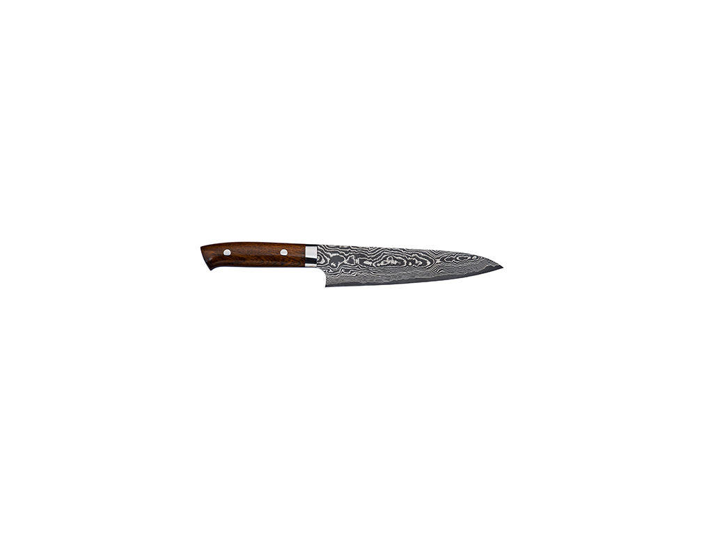 Cuchillo de cocina, 18 cm, Takefu, VG-10, 61 capas, mango de madera de hierro