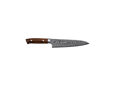 Cuchillo de cocina, 18 cm, Takefu, VG-10, 61 capas, mango de madera de hierro