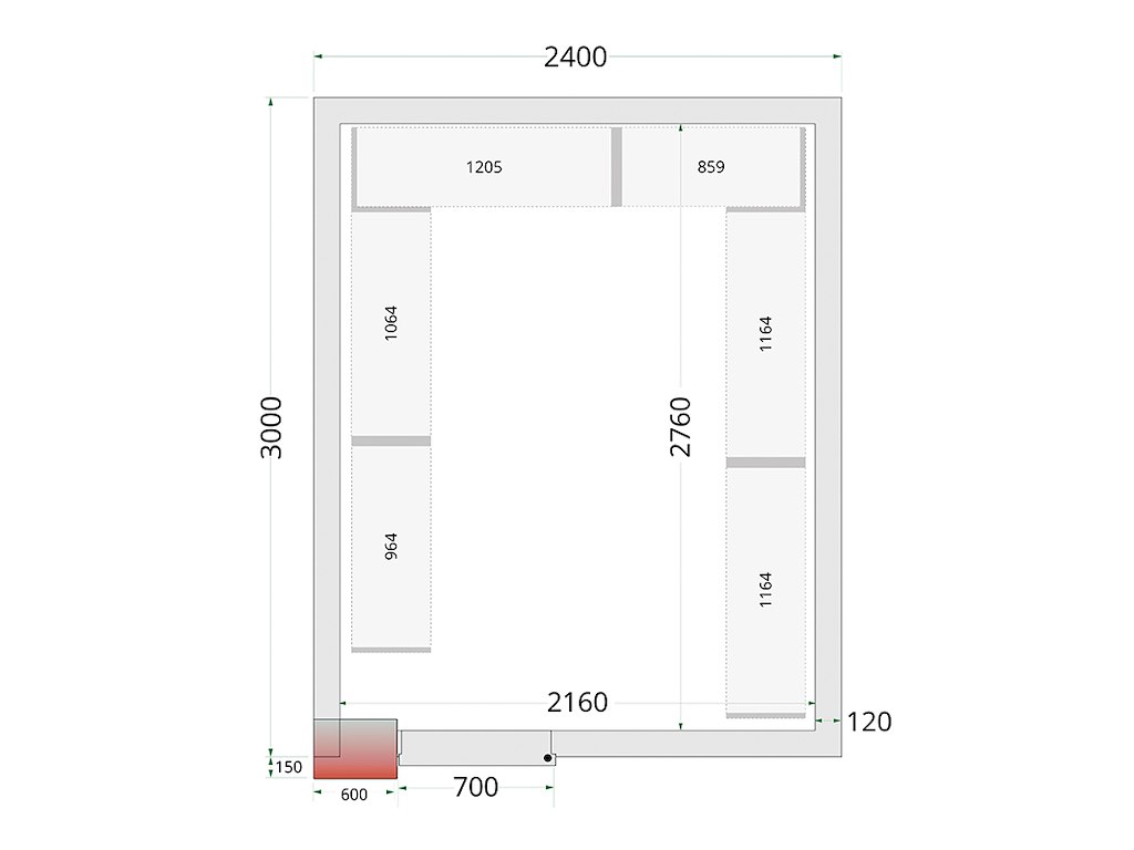 Panel de cámara frigorífica 2400x3000x2200 120mm