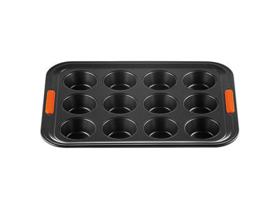 Molde para Muffins - Acero al Carbono - Negro - 30x22cm - 12 Huecos