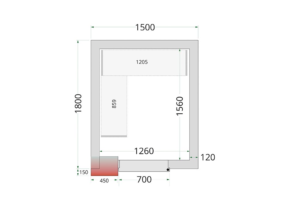 Panel de cámara frigorífica 1500x1800x2200 120mm