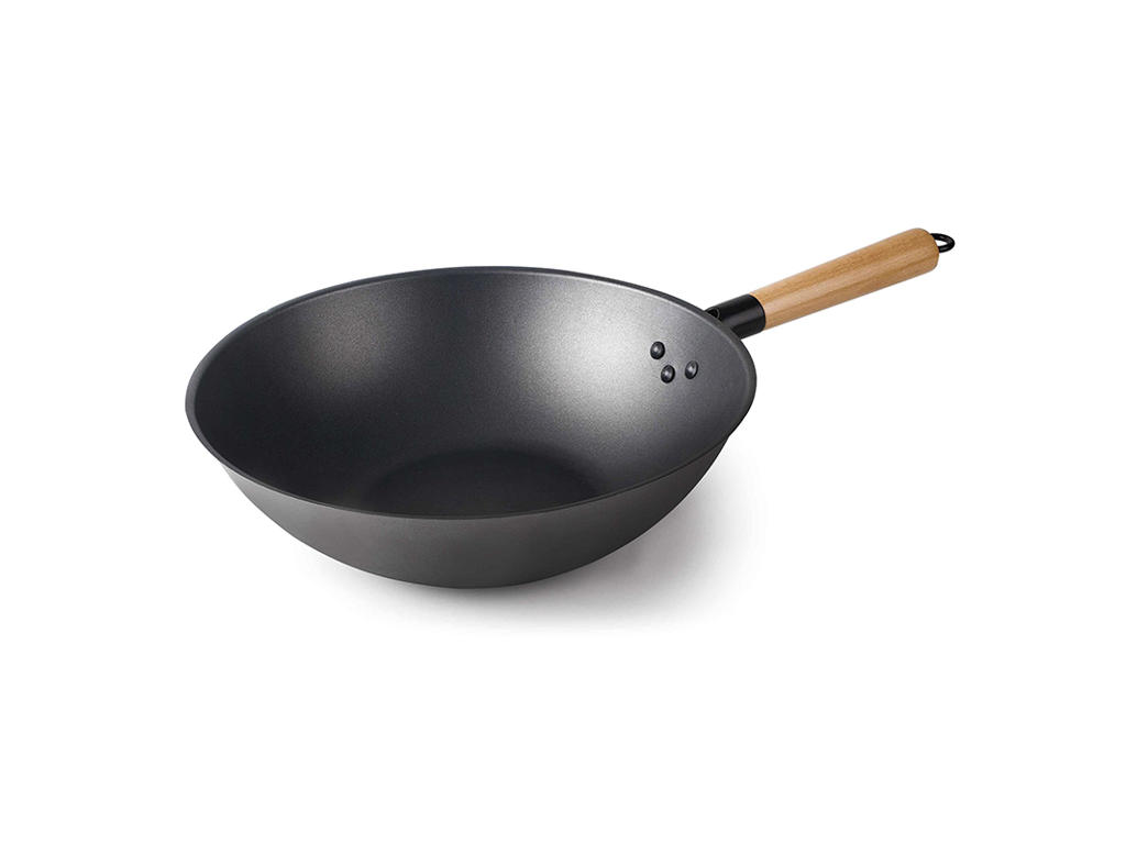 Wok Antiadherente Hierro mango de madera 28 h 8,5